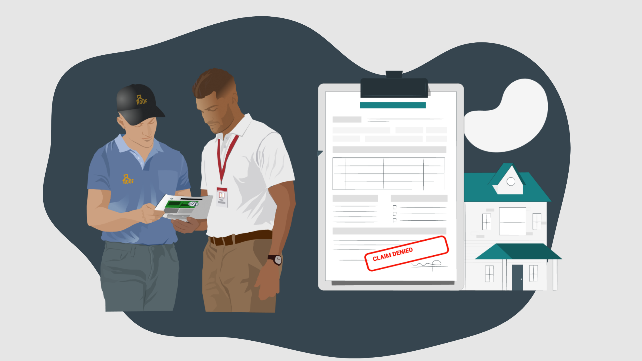 Graphic of a two people looking at a Certified Report for a date of loss