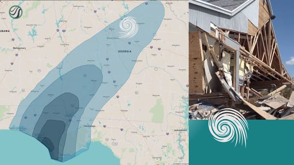 A Hurricane Is Coming! HailTrace wind map and a picture of destruction from a hurricane